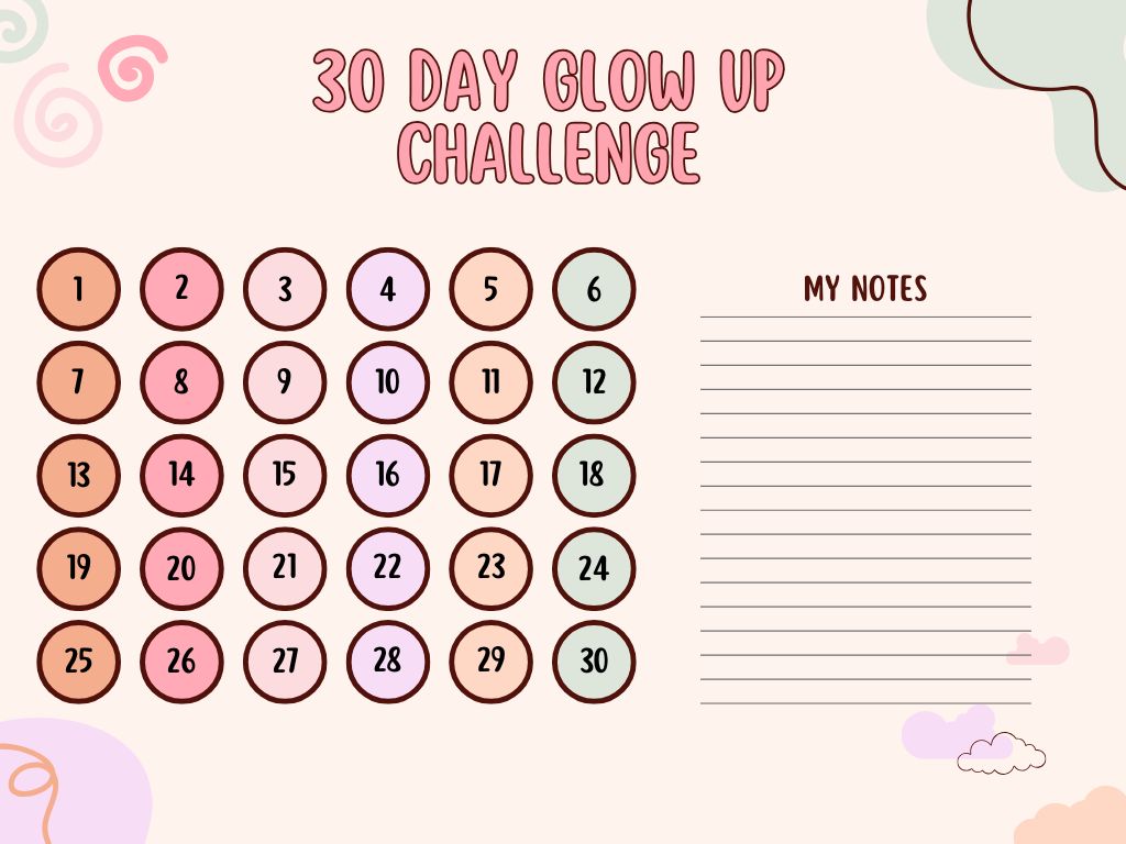 30 Day Glow Up Challenge Tracker