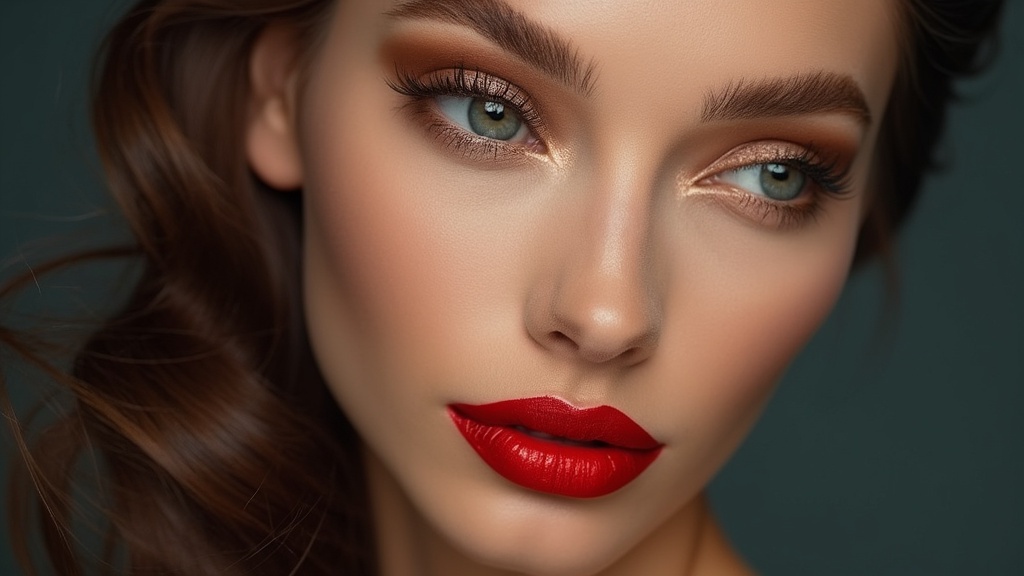 Bold red lip minimal makeup
