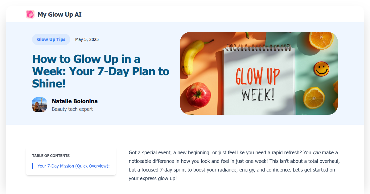How to Glow Up in a Week: Your 7-Day Plan to Shine!